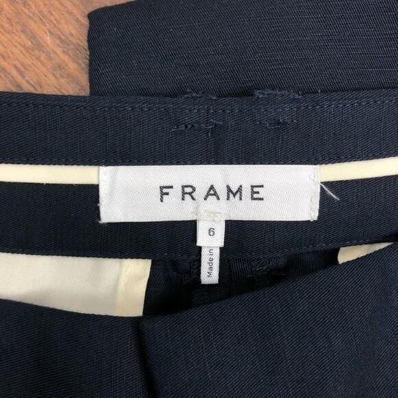 NWT FRAME Denim Navy Side Slit Crop Trouser Sz 6 - Picture 8 of 9